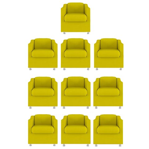 Kit 10 Poltronas Decorativa Bia Suede Amarelo - Twdecora