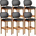 Ver imagem 1 de Kit 06 Banquetas Alta para Cozinha Madeira Fixa Betta L02 Imbuia Couríssimo Preto - Lyam Decor