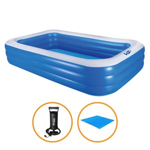 Piscina Inflável Retangular Azul 1.500 Litros 305 cm PVC com Bomba e Forro VG+