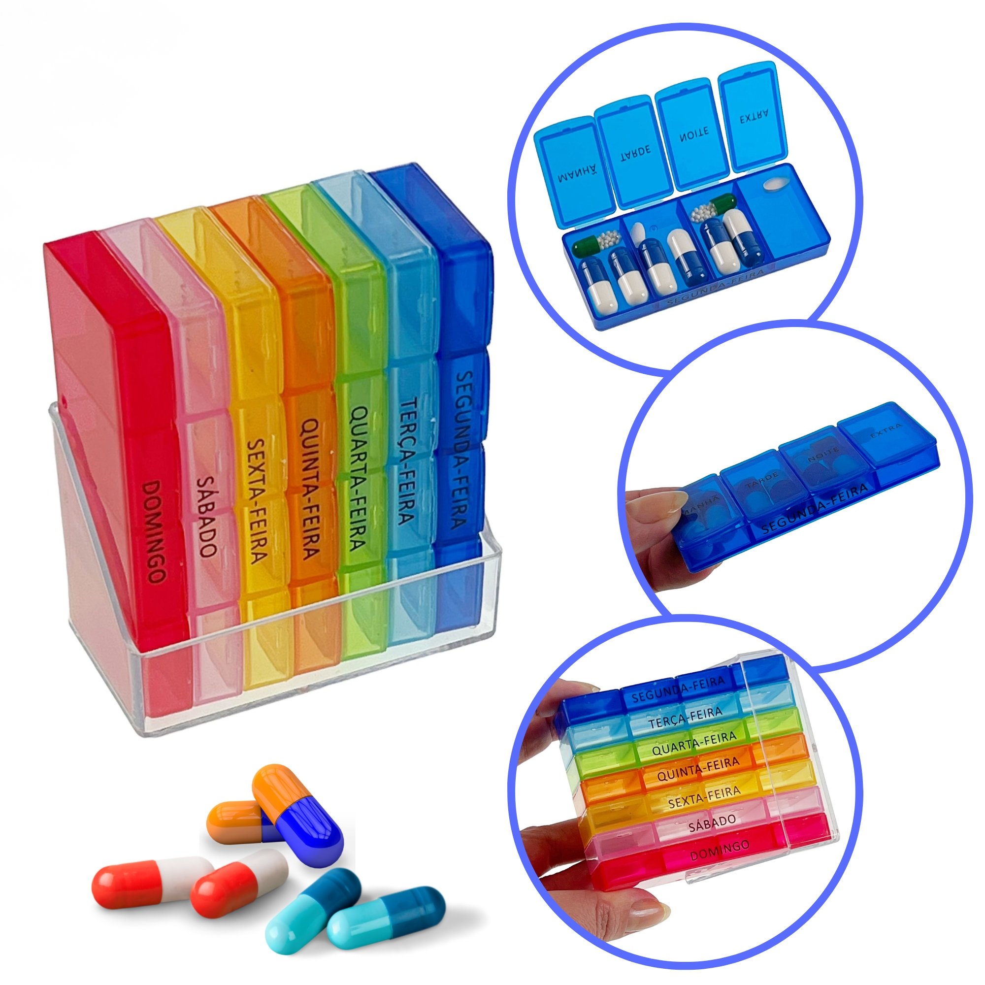 Porta Medicamentos 28 Compartimentos Caixa Organizadora Organizador De Comprimidos Diário e Semanal