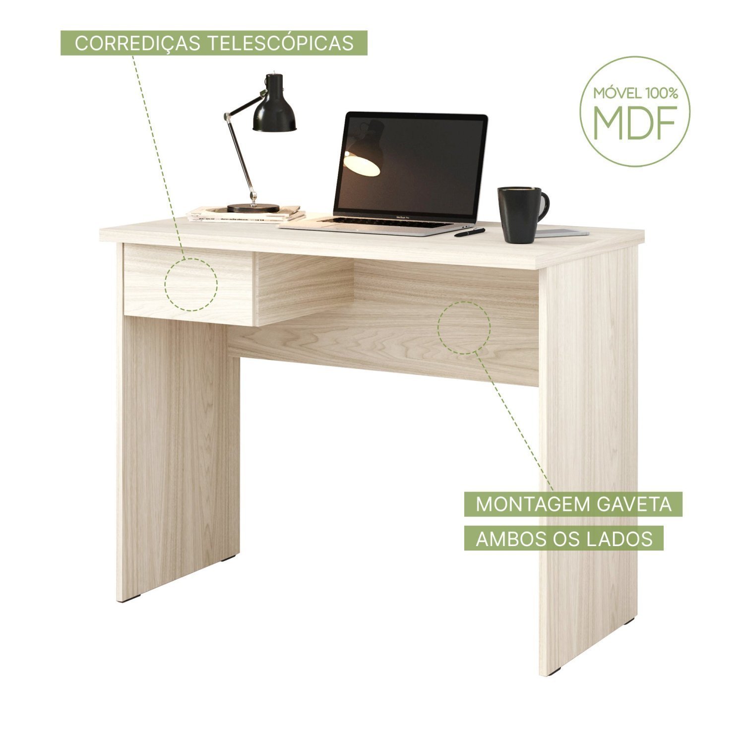 Escrivaninha 1 Gaveta 96cm MDF Attuale - 6