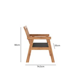 Conjunto para Jardim 4 Peças 3 Poltronas 1 Mesa de Centro Família de Madeira Eucalipto Yescasa - 7