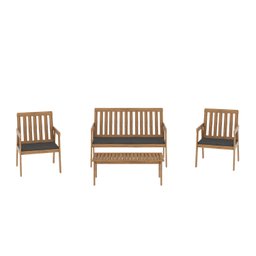 Conjunto para Jardim 4 Peças 3 Poltronas 1 Mesa de Centro Família de Madeira Eucalipto Yescasa - 2
