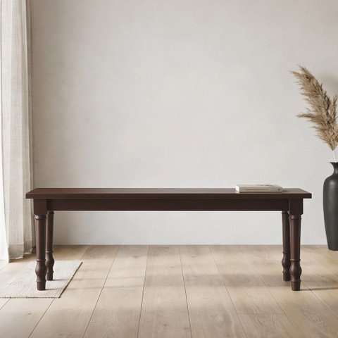 Banco de Madeira Maciça para Cozinha Varanda Gourmet 136cm Pés Torneados Lazuli F06 Café - Lyam