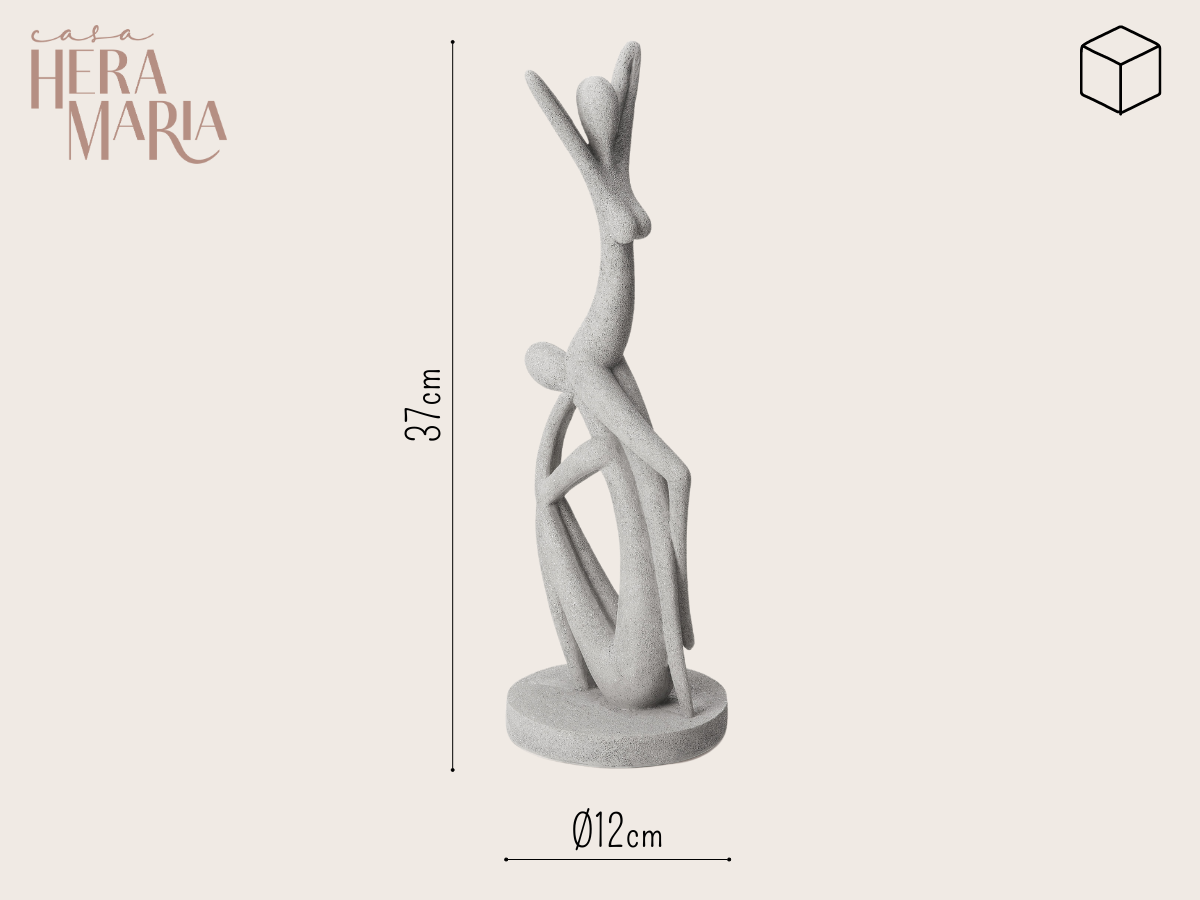 Ver imagem 2 de ESCULTURA DECORATIVA ESTATUETA CASAL EM POLIRESINA GRANDE:Cinza