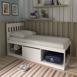 Cama Solteiro com Nichos e Baú CM8037 - 2