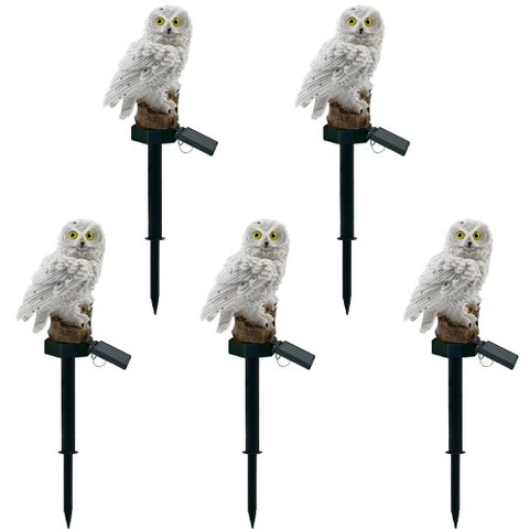 Coruja Luminaria Solar Luz Led Kit 5 Uni Decoraçao Jardim Casa Multiuso Iluminaçao Quintal Resistent