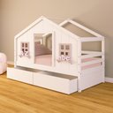 Ver imagem 2 de Cama Casinha Dos Sonhos com 02 Gavetas Madeira Maciça Branco/ Rosa Housin