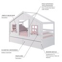 Ver imagem 4 de Cama Casinha Dos Sonhos com 02 Gavetas Madeira Maciça Branco/ Rosa Housin