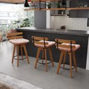 Ver imagem 2 de kit 04 Banquetas Giratória Costela Veludo Base Madeira MA70 - D'Rossi - Rose