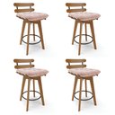 Ver imagem 1 de kit 04 Banquetas Giratória Costela Veludo Base Madeira MA70 - D'Rossi - Rose