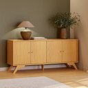 Ver imagem 1 de Buffet Aparador Retrô 4 Portas Lisa 100% MDF 180cm Marrom Carvalho Rose