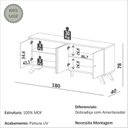 Ver imagem 3 de Buffet Aparador Retrô 4 Portas Lisa 100% MDF 180cm Marrom Carvalho Rose