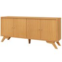 Ver imagem 2 de Buffet Aparador Retrô 4 Portas Lisa 100% MDF 180cm Marrom Carvalho Rose