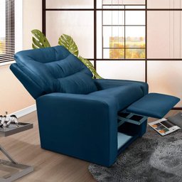Poltrona Reclinável Velveteen Azul Benim Shop JM - 1