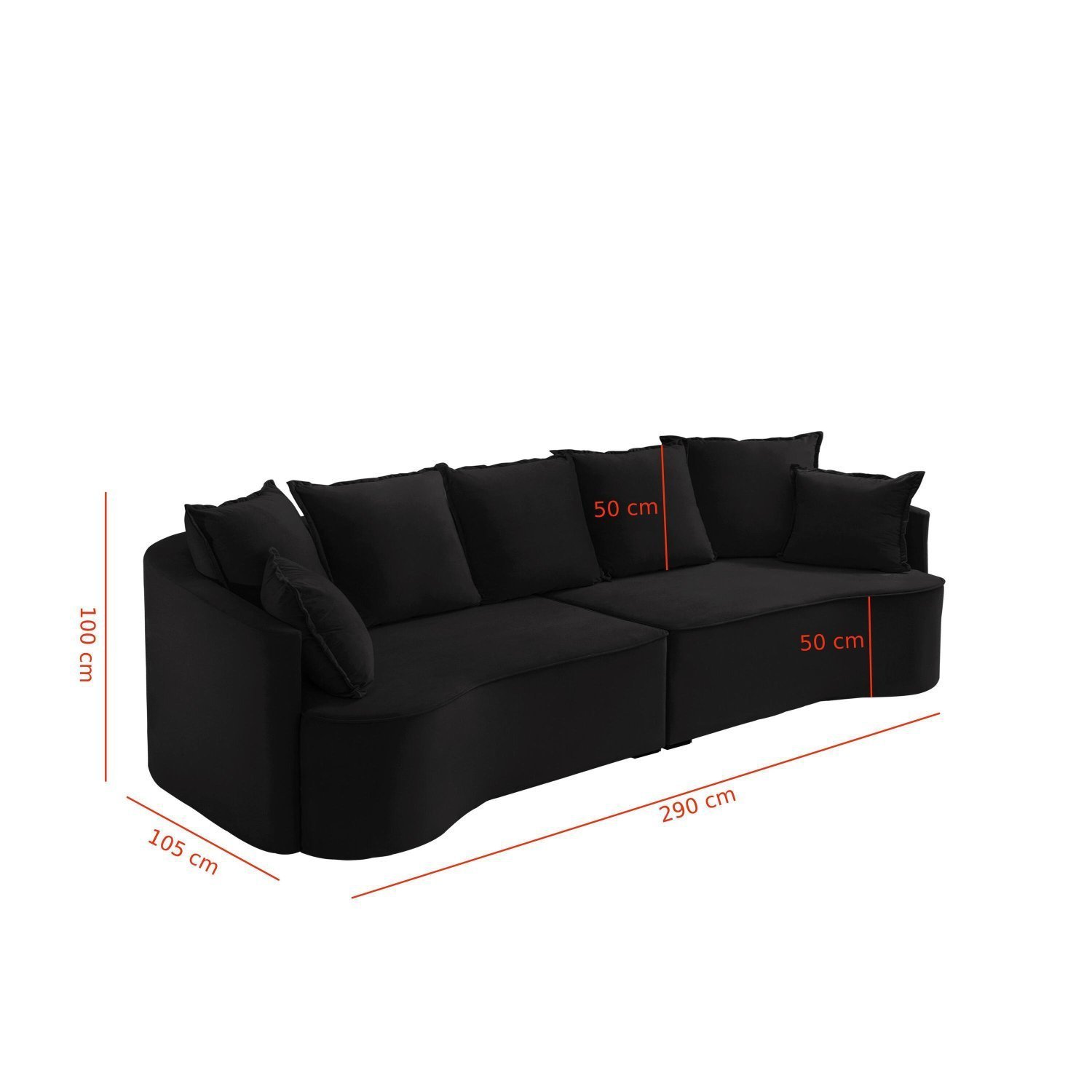 Sofá Curvo 4 Lugares Zurique 290cm Veludo Yescasa - 3