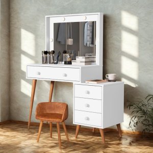 Penteadeira Agata com Banqueta Amsterdã Cor Branco