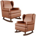 Ver imagem 1 de Kit 2 Poltronas De Amamentação Com Balanço Malu Base De Madeira P02 Couríssimo Camel - Lyam