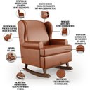 Ver imagem 4 de Kit 2 Poltronas De Amamentação Com Balanço Malu Base De Madeira P02 Couríssimo Camel - Lyam