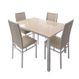 Conjunto Sala de Jantar Mesa Dubai Tampo Vidro com 4 Cadeiras Tokio - 2
