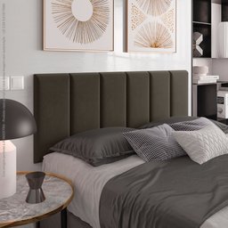 Cabeceira Painel Estofada para Cama de Casal 1,40 - Marrom - 1