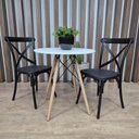 Ver imagem 1 de Conj Mesa Eames Dsw 70cm Redondo com 2 Cad Paris Tp Branco - Preto