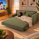 Ver imagem 1 de Sofá Cama | com Tampo Lateral | Tecido Linho | 180cm | Oliva