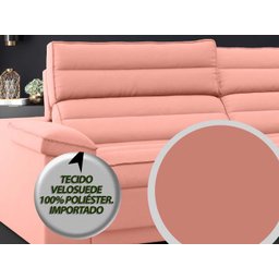 Sofá Lincoln Assento Retrátil e Reclinável Velosuede Rose - Netsofás - 4