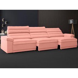 Sofá Lincoln Assento Retrátil e Reclinável Velosuede Rose - Netsofás - 1