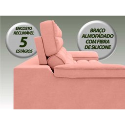 Sofá Lincoln Assento Retrátil e Reclinável Velosuede Rose - Netsofás - 7