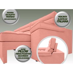 Sofá Lincoln Assento Retrátil e Reclinável Velosuede Rose - Netsofás - 2