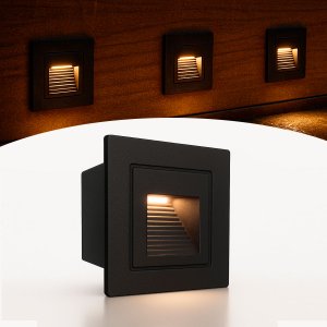 Balizador Embutir Externo Preto Mini de Parede Escada Lup76