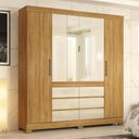 Ver imagem 2 de Guarda Roupa Casal Cádis 4 Portas Cinamon Touch/off White com Espelho - Demóbile