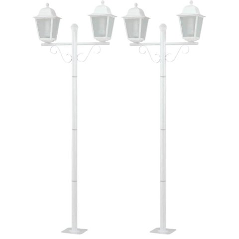 Kit 2 Postes 210cm Luminária Externo de Chão Clássicos Dital Branco Jardim Praças Residenciais