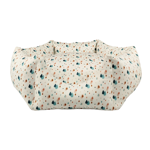 Cama Pet Redonda Off White Algodão Premium Impermeável Antiderrapante Lavável Duz Pets