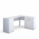 Ver imagem 2 de Escrivaninha para Computador Torino em L com 3 Gaveta - Branco