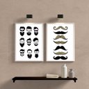 Ver imagem 2 de Kit 2 Quadros Tipos de Barba Cabelo e Bigode 24x18cm - com Vidro:madeira Preta