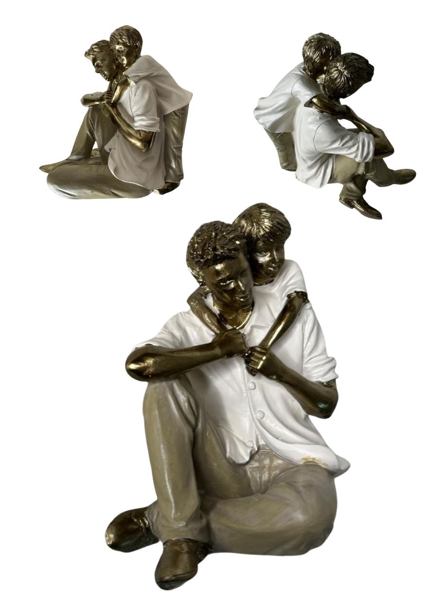 Escultura Decorativa Filho Abraçando seu Pai decoração Espressione Estatua Pai e filho, Estatua Pai 