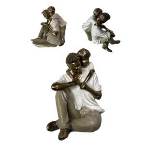 Escultura Decorativa Filho Abraçando seu Pai decoração Espressione Estatua Pai e filho, Estatua Pai 