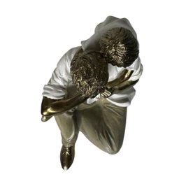 Escultura Decorativa Filho Abraçando seu Pai decoração Espressione Estatua Pai e filho, Estatua Pai  - 7