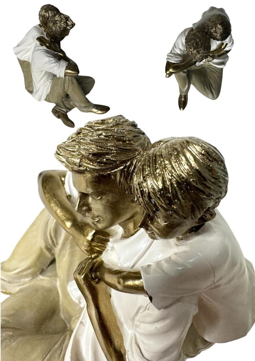 Escultura Decorativa Filho Abraçando seu Pai decoração Espressione Estatua Pai e filho, Estatua Pai  - 4