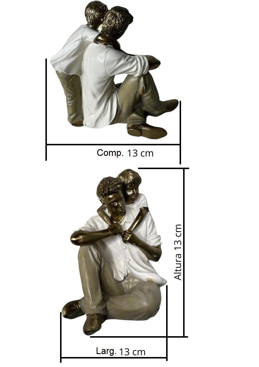 Escultura Decorativa Filho Abraçando seu Pai decoração Espressione Estatua Pai e filho, Estatua Pai  - 8