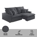Ver imagem 4 de Sofá com Chaise B010 3 Lugares Retrátil e Reclinável 210cm Cinza Escuro Meu Sofá Online
