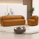Ver imagem 3 de Sofá 2 Lugares 170cm com Poltrona Giratória Orgânica Heidy F04 Couríssimo Whisky - Lyam Decor