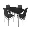 Ver imagem 2 de Conjunto Sala de Jantar Mesa Dubai Tampo Vidro com 4 Cadeiras Tokio Cromado/Preto