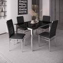 Ver imagem 1 de Conjunto Sala de Jantar Mesa Dubai Tampo Vidro com 4 Cadeiras Tokio Cromado/Preto