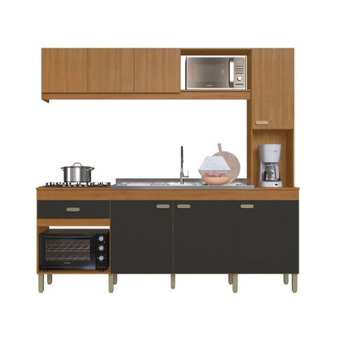 Cozinha Doha - Mdp 7 Portas 1 Gaveta com Pintura Uv e Puxadores Pvc - Indekes