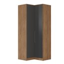 Ver imagem 1 de Guarda Roupa Armário de Canto 2 Portas e 3 Gavetas Escócia Amêndola/Grafito para Quarto