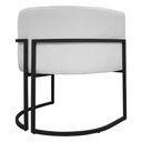 Ver imagem 6 de Poltrona Decorativa Recepção Luna Base de Ferro Preta - Branco Corino