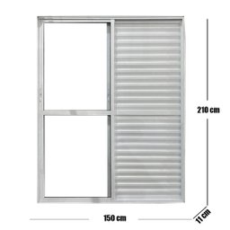 Porta Balcão de Alumínio 3 Folhas 210 x 150cm com Fechadura Linha 25 Esquadrias Bergamo - 10